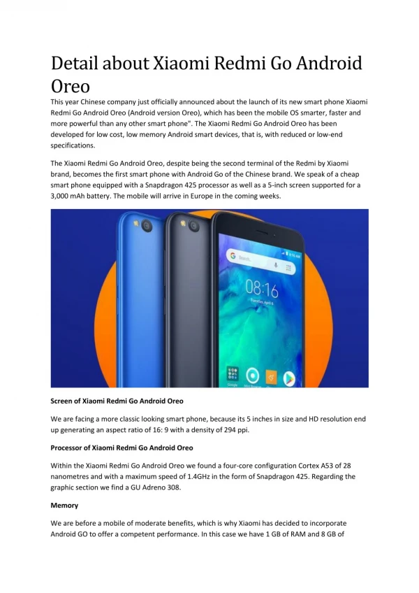 Detail about Xiaomi Redmi Go Android Oreo