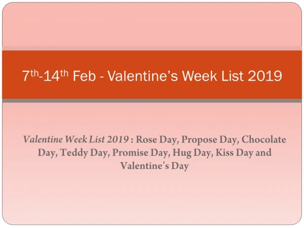 Valentine Week List 2019 with Gift Suggestions