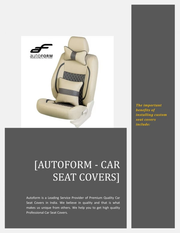 Automotive Seat Covers In India