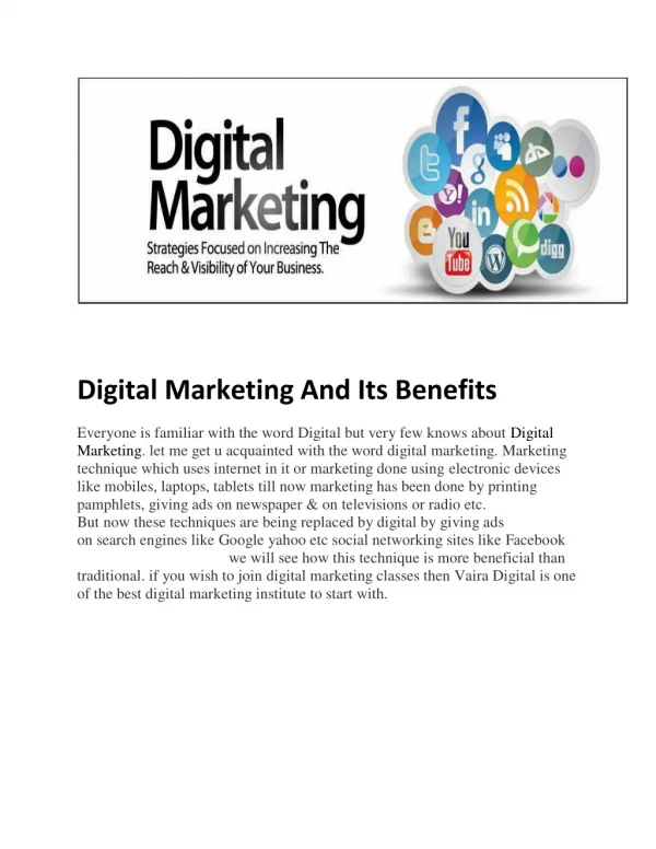 Digital Marketing and its Benefits