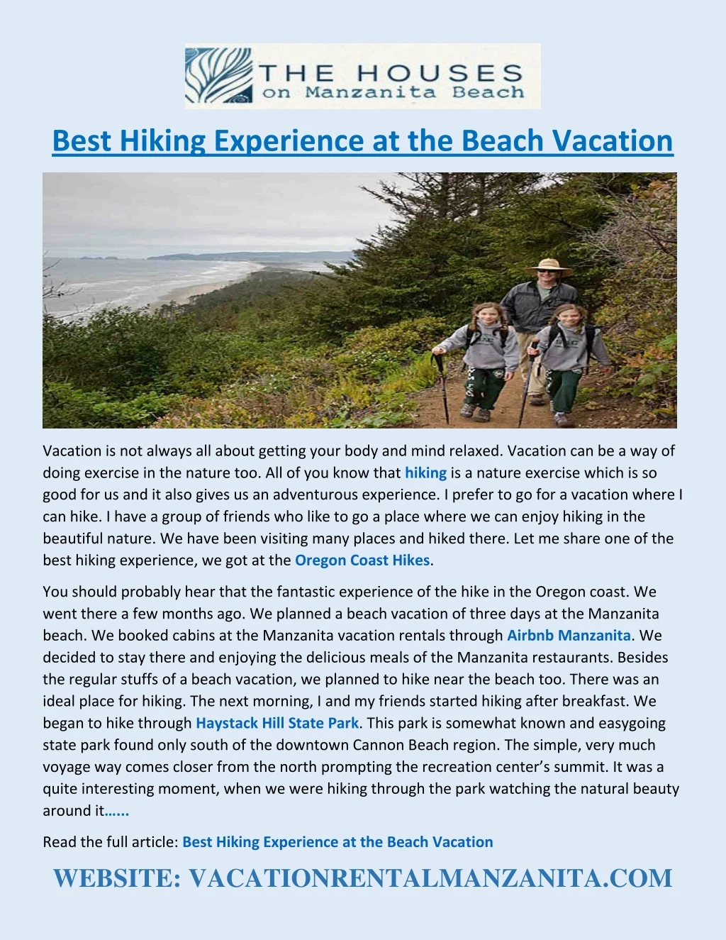 best hiking experience at the beach vacation