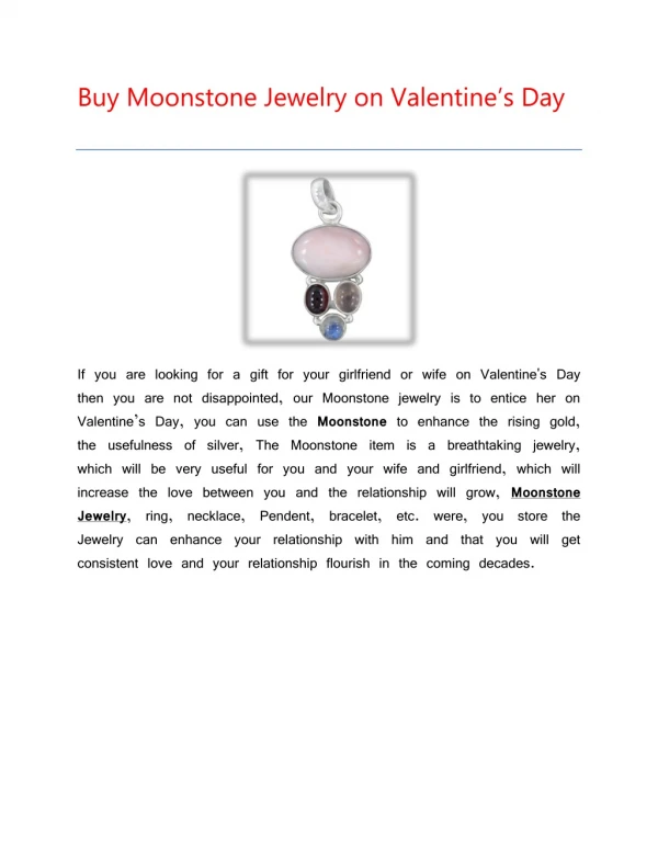 Buy Moonstone Jewelry on Valentine's Day