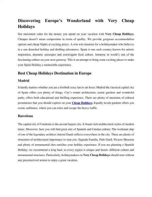 Very Cheap Holidays| Cheap Holidays 2019| Low Cost Holidays