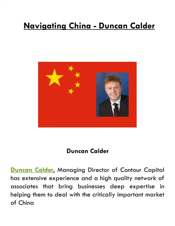 Duncan Calder in China