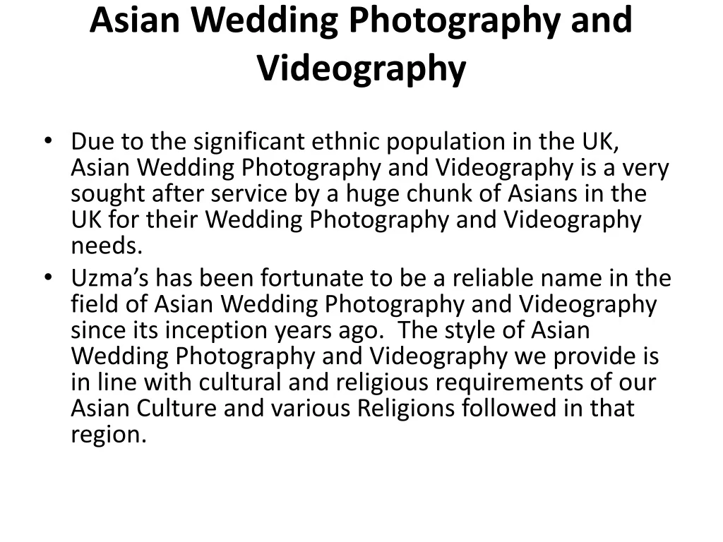 asian wedding photography and videography