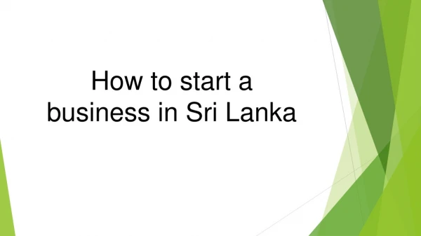 How to start a business in Sri Lanka