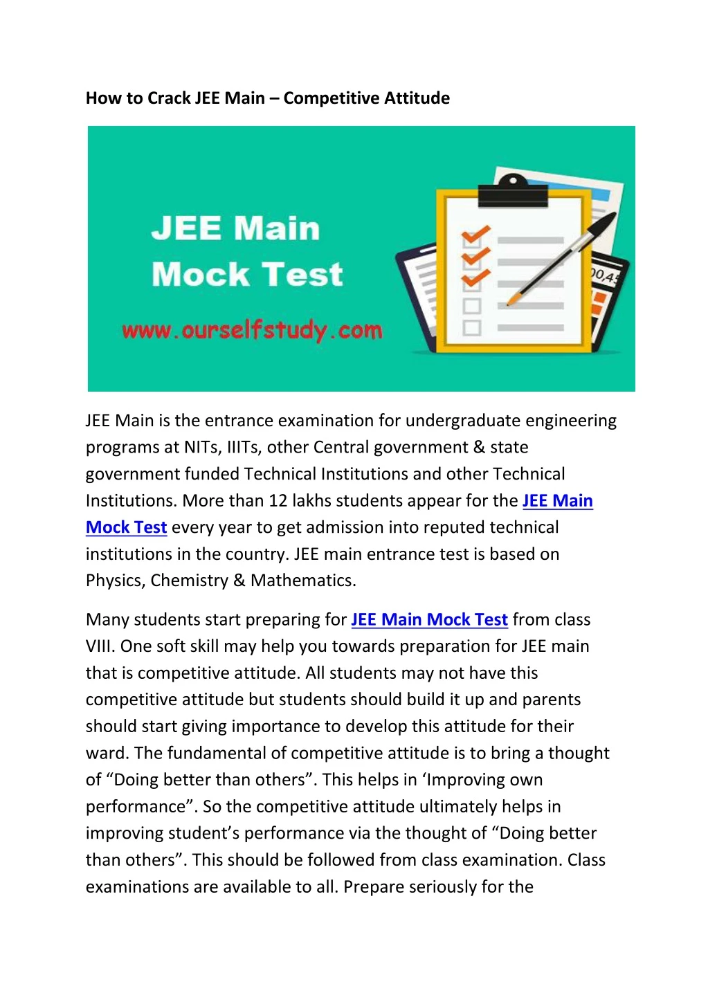 how to crack jee main competitive attitude