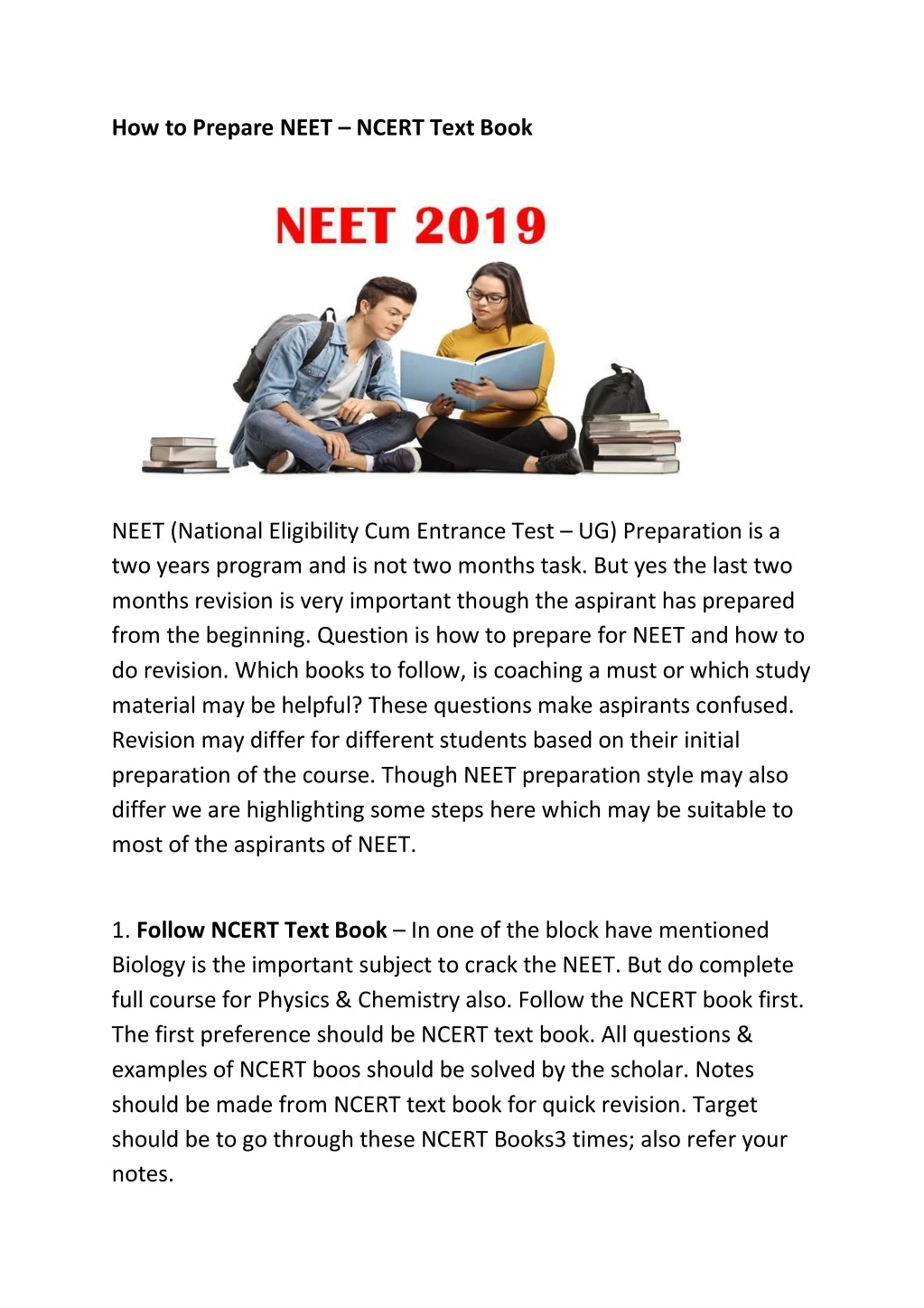how to prepare neet ncert text book