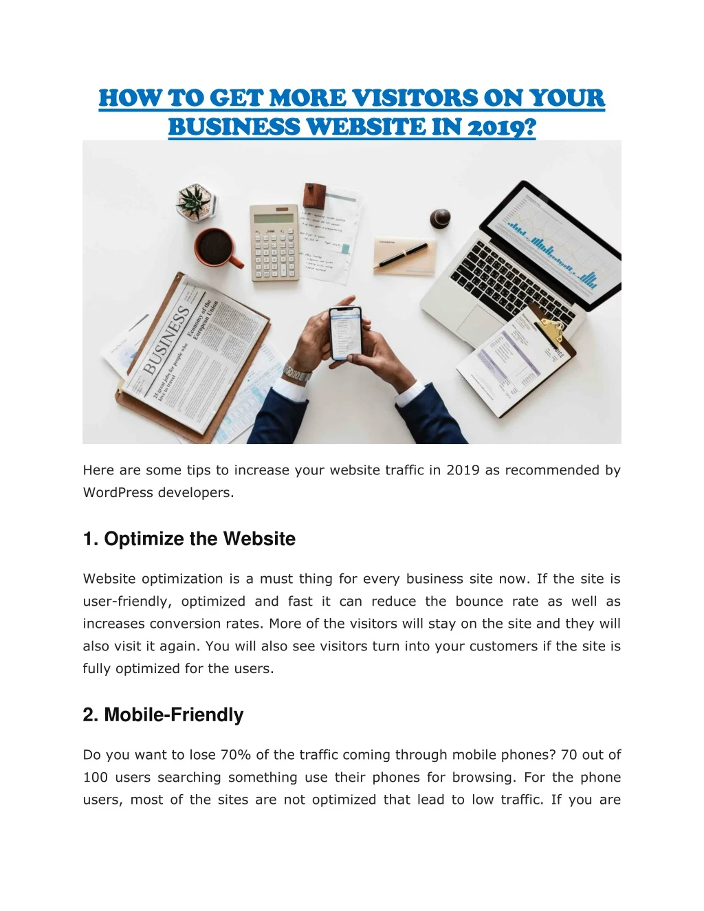 how to get more visitors on your business website