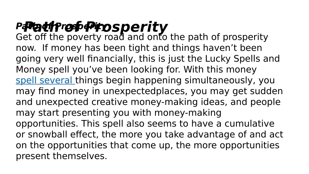 path of prosperity get off the poverty road