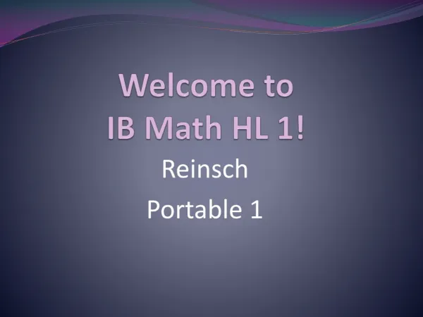 Welcome to IB Math HL 1!