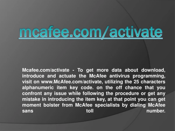MCAFEE.COM/ACTIVATE- MCAFEE TOLLFREE SUPPORT