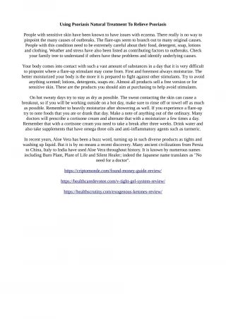 Using Psoriasis Natural Treatment To Relieve Psoriasis - slide 1