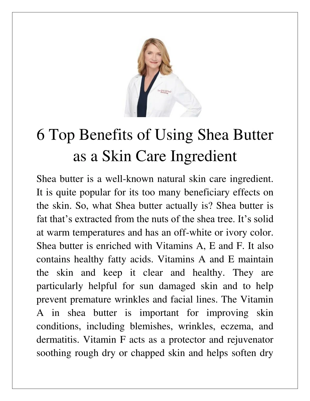 6 top benefits of using shea butter as a skin
