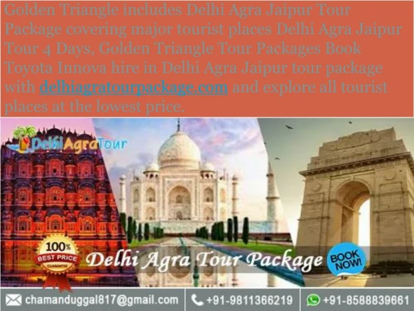 Toyota Innova Hire in Delhi Agra Jaipur Tour Package