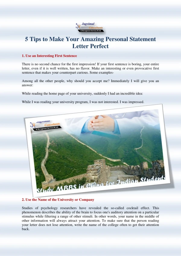 5 Tips to Make Your Amazing Personal Statement Letter Perfect