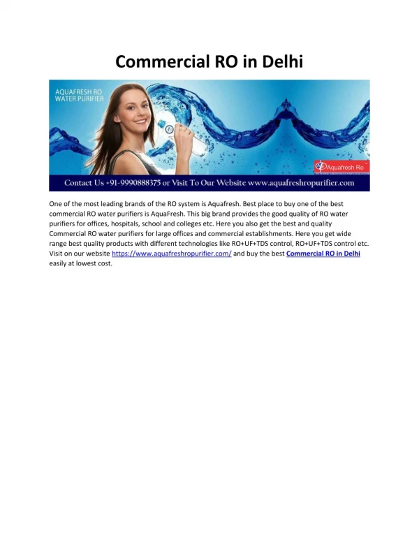 commercial ro in delhi