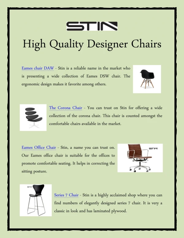High Quality Designer Chairs