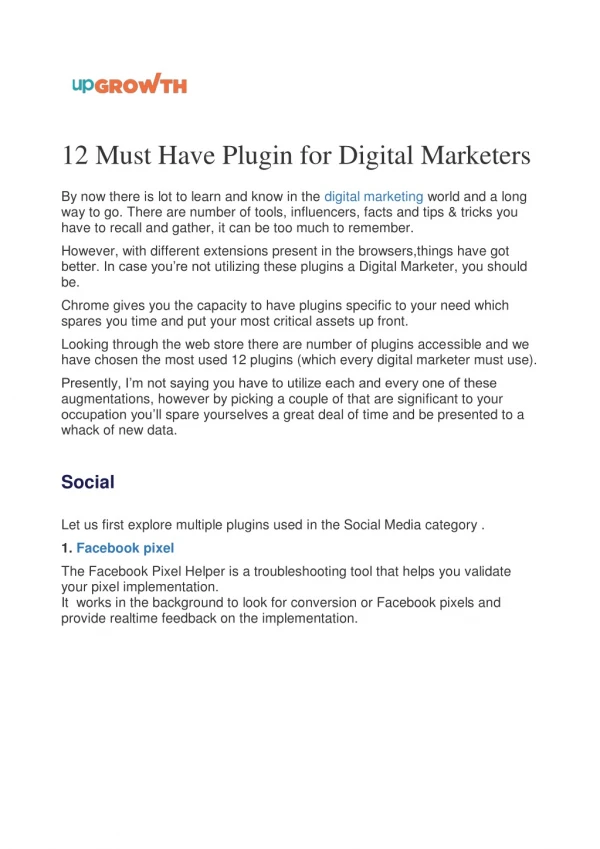 12 Must Have Plugin for Digital Marketers