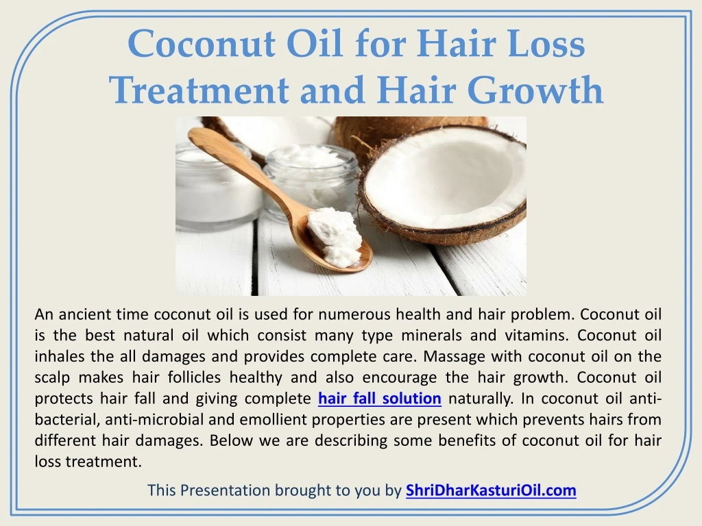 coconut oil for hair loss treatment and hair