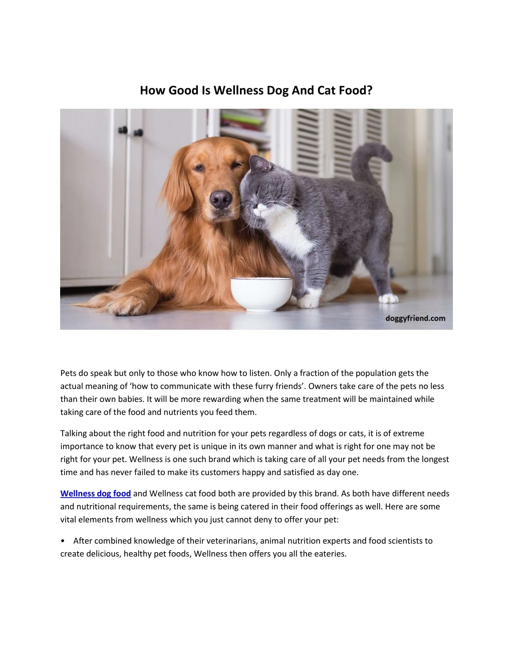 how good is wellness dog and cat food