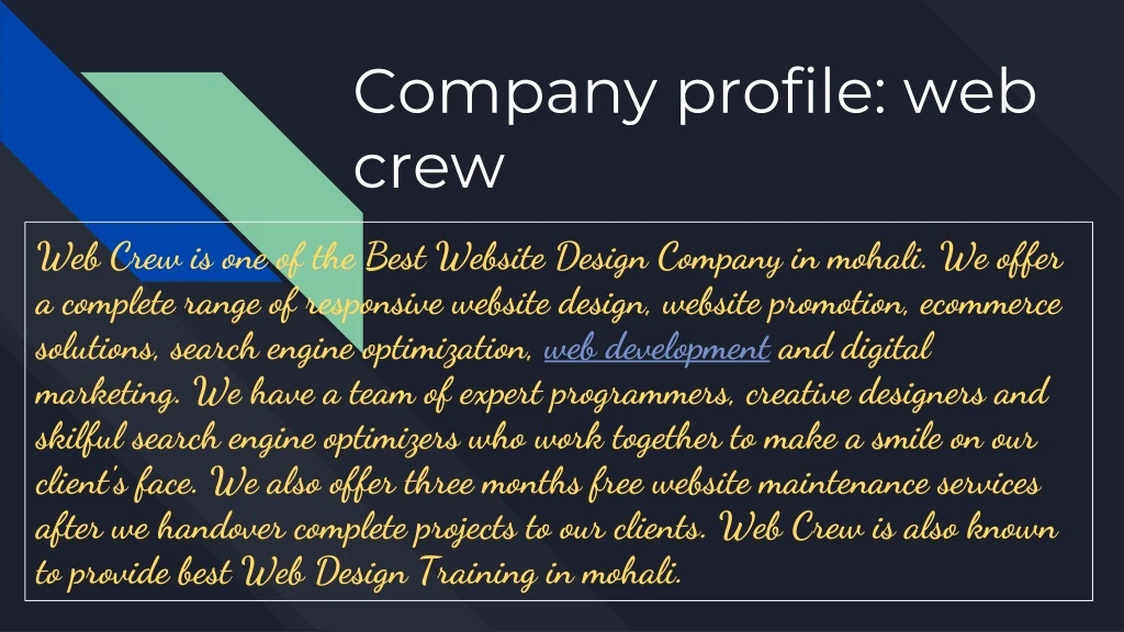 company profile web crew