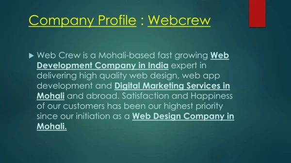 Digital marketing Training in Mohali - Web Crew