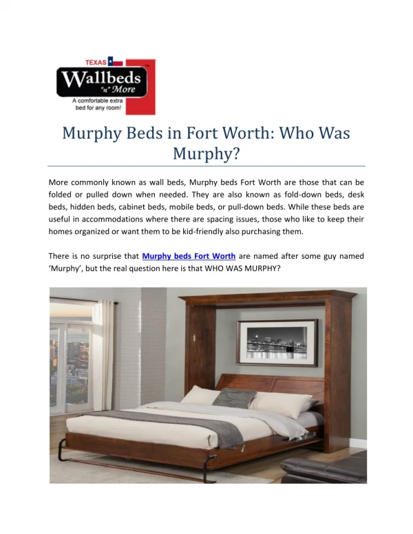 Murphy Beds in Fort Worth: Who Was Murphy?