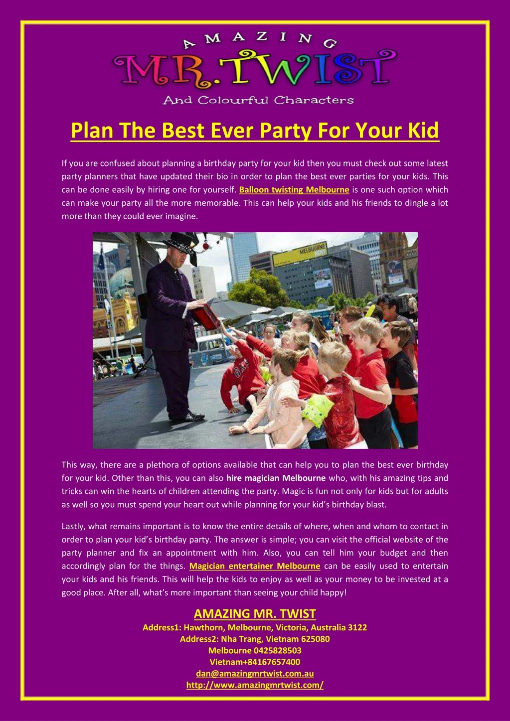 plan the best ever party for your kid