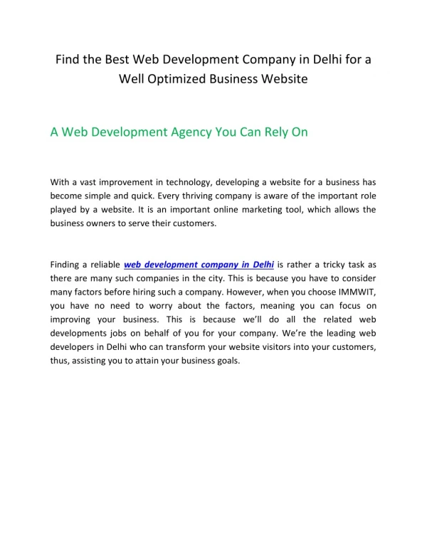 Find the Best Web Development Company in Delhi for a Well Optimized Business Website