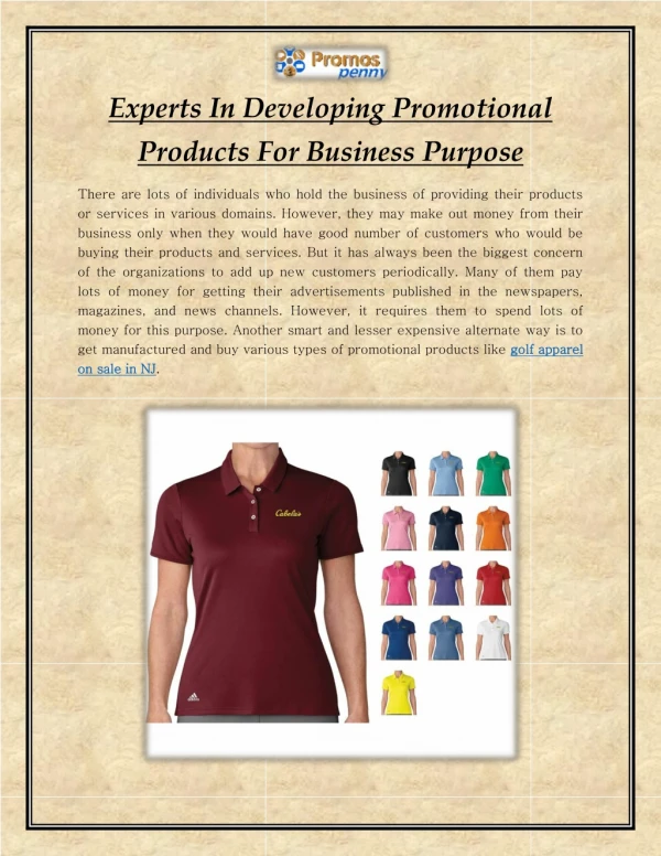 Experts In Developing Promotional Products For Business Purpose