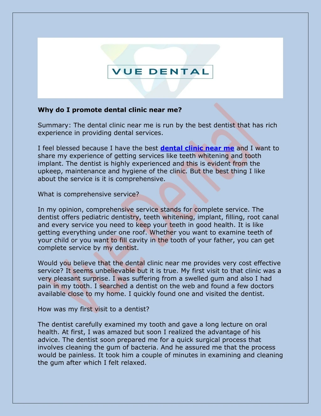 why do i promote dental clinic near me summary