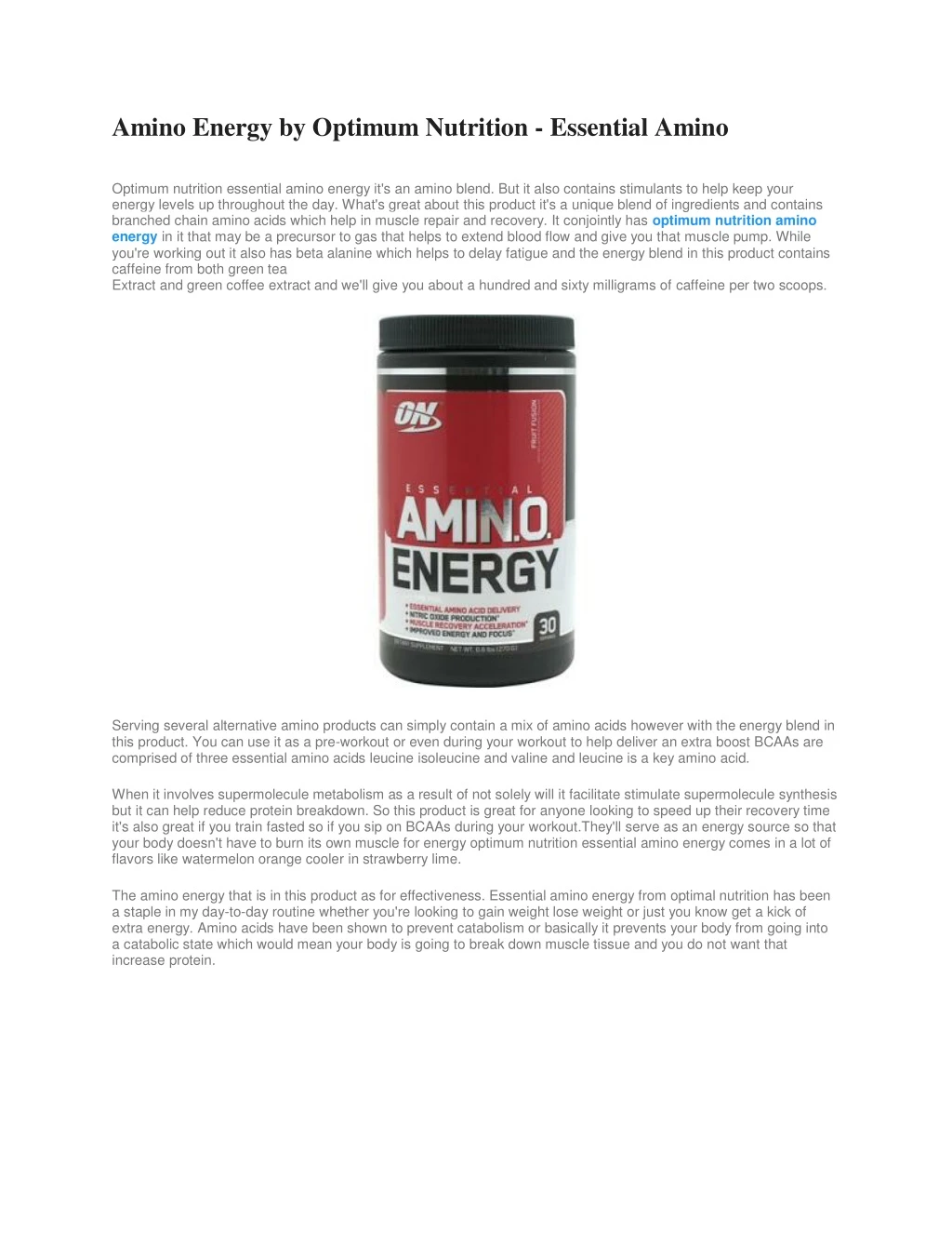 amino energy by optimum nutrition essential amino