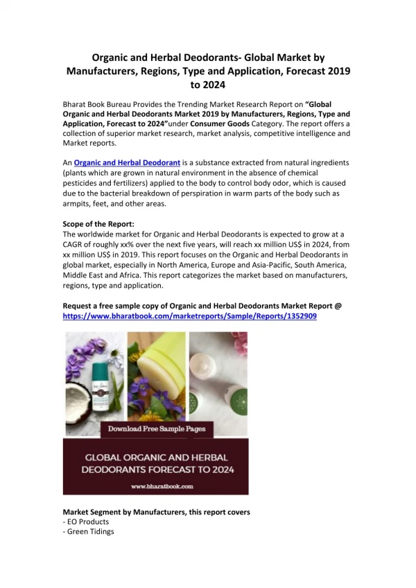 Global Organic and Herbal Deodorants Market Forecast-2024