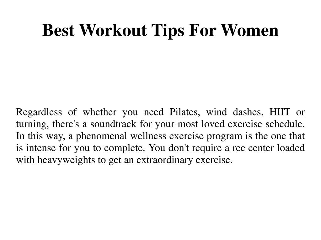 best workout tips for women