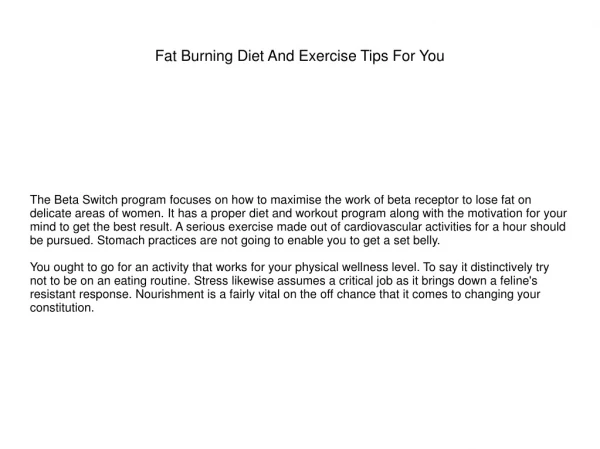 Fat Burning Diet And Exercise Tips For You