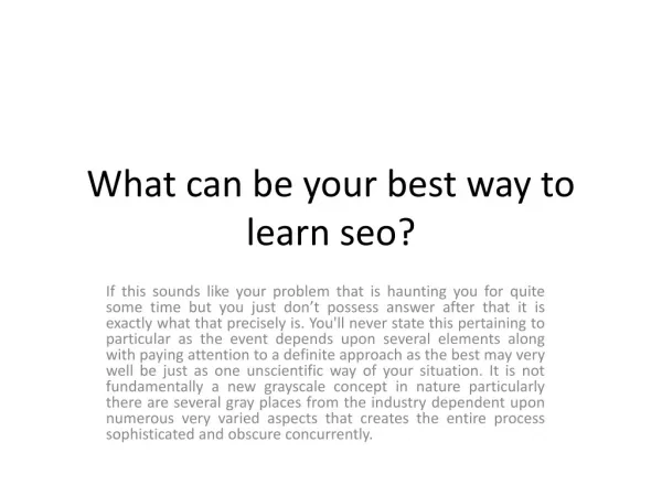 Best way to learn seo