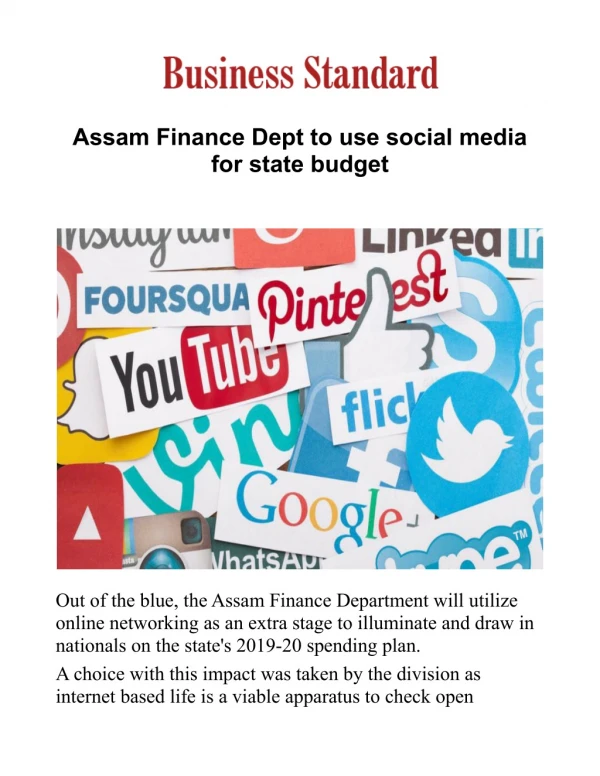 Assam Finance Dept to use social media for state budget