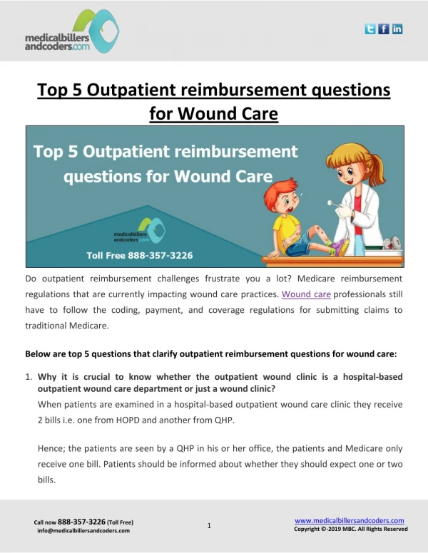 Top 5 Outpatient reimbursement questions for Wound Care