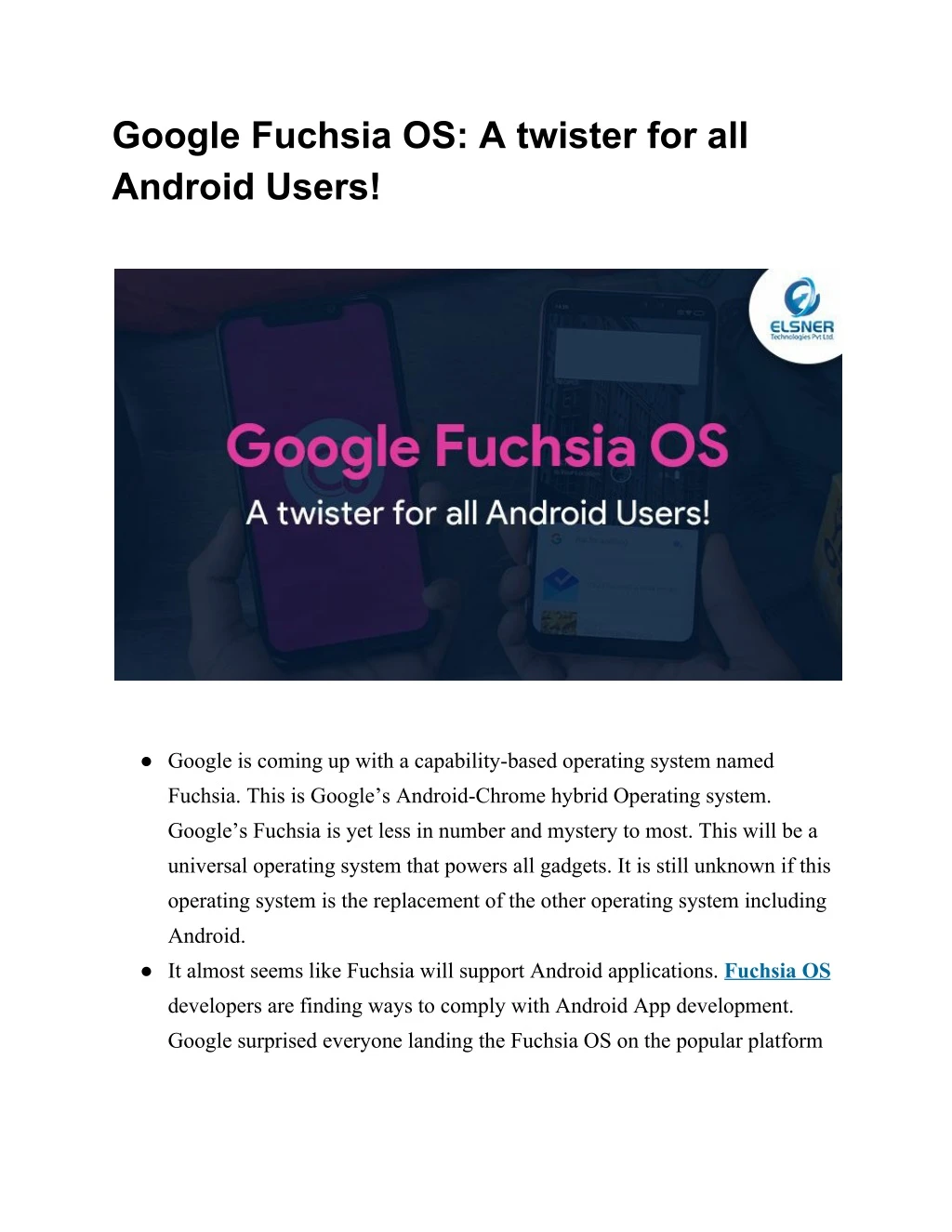 google fuchsia os a twister for all android users