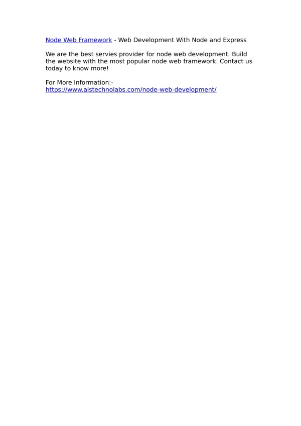 n ode web framework web development with node