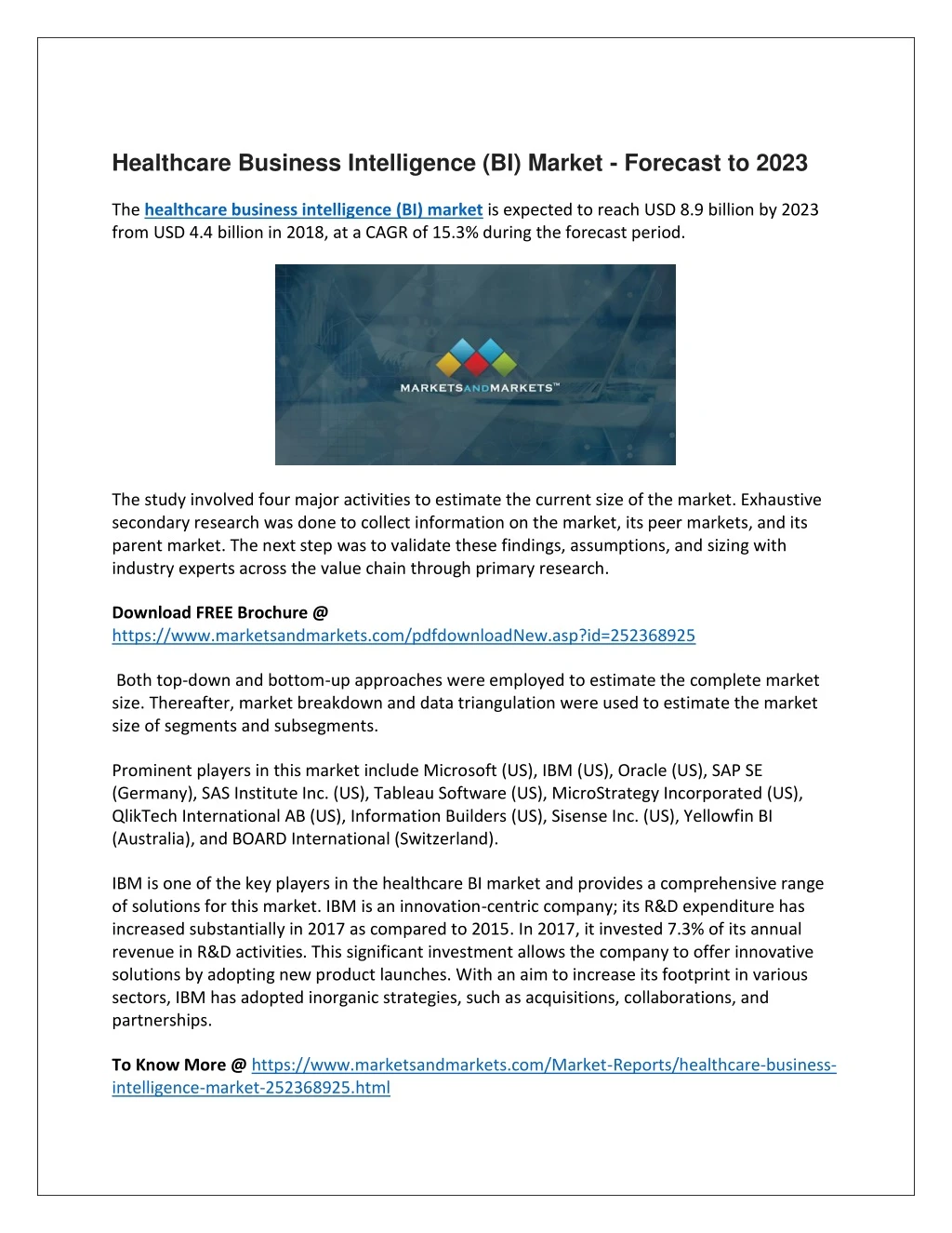 healthcare business intelligence bi market