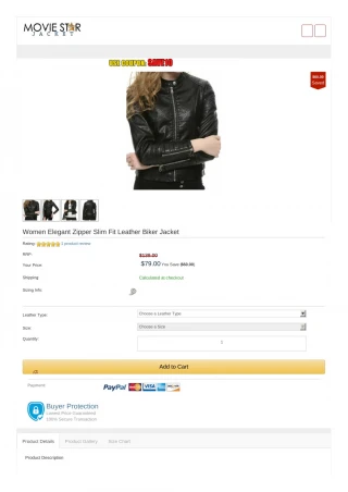 Women Elegant Zipper Slim Fit Leather Biker Jacket - slide 1