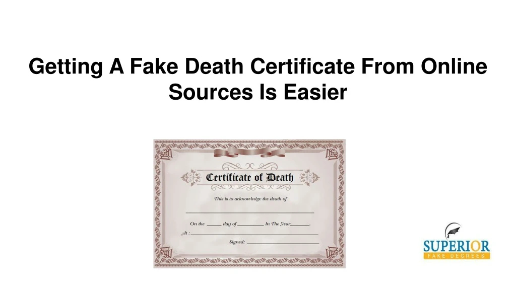 getting a fake death certificate from online