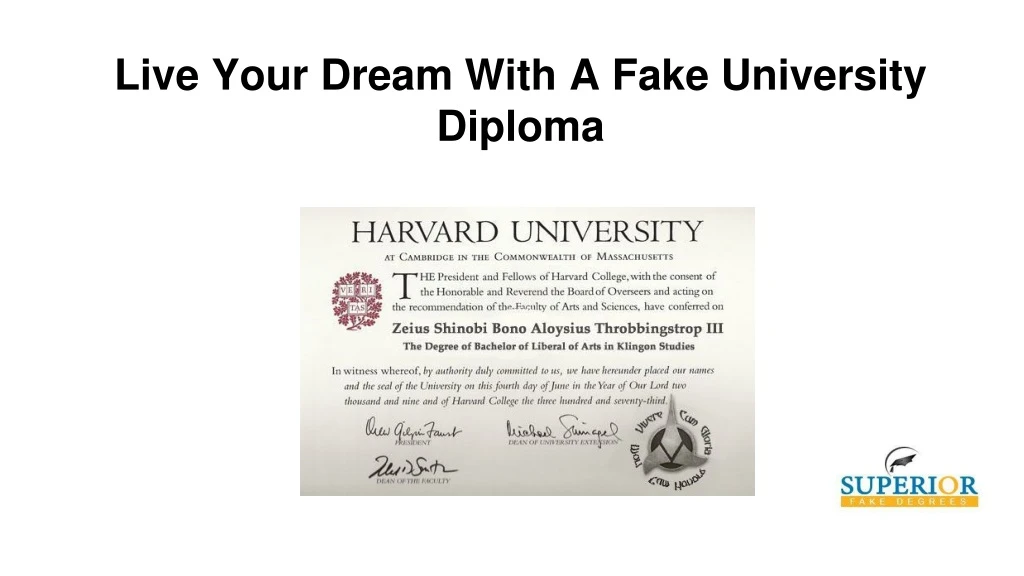 live your dream with a fake university diploma