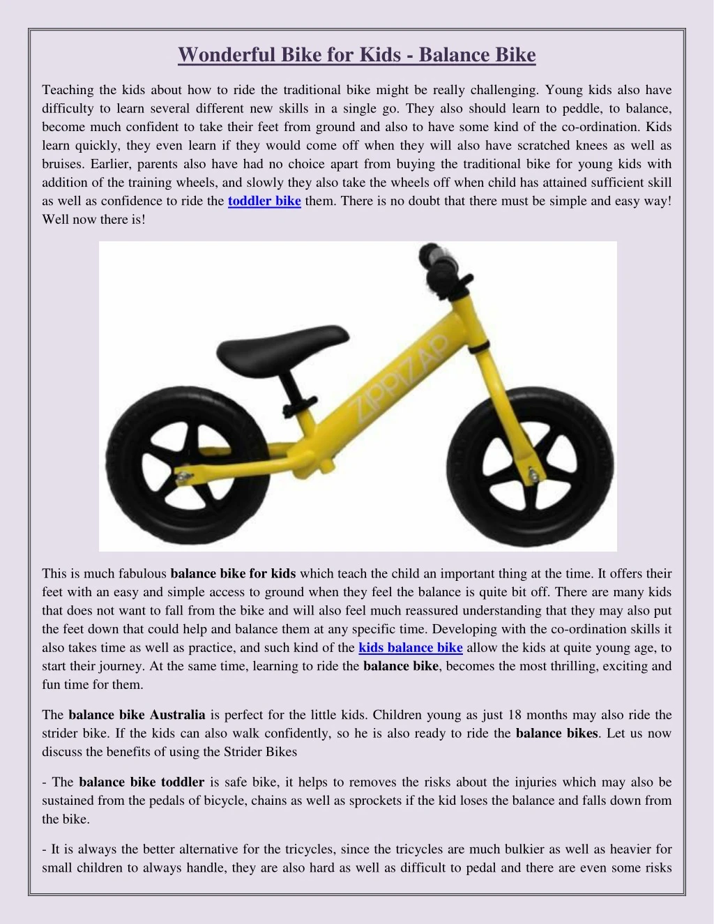 wonderful bike for kids balance bike