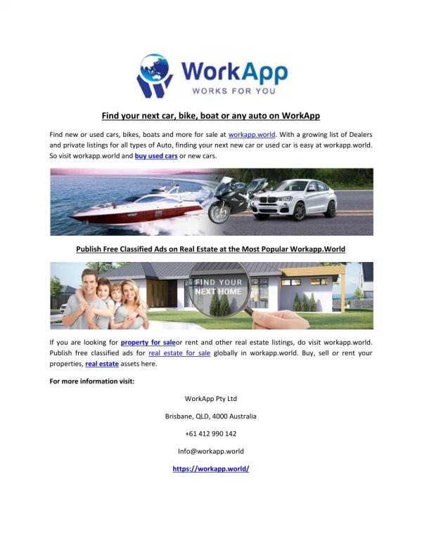 Find Your Next Car, Bike, Boat Or Any Auto On Workapp