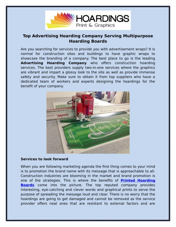 Top Advertising Hoarding Company Serving Multipurpose Hoarding Boards