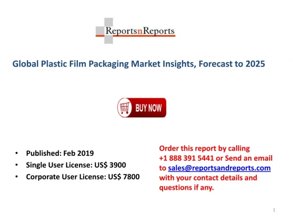 2019 Global Plastic Film Packaging Market Industry Report - History, Present and Future