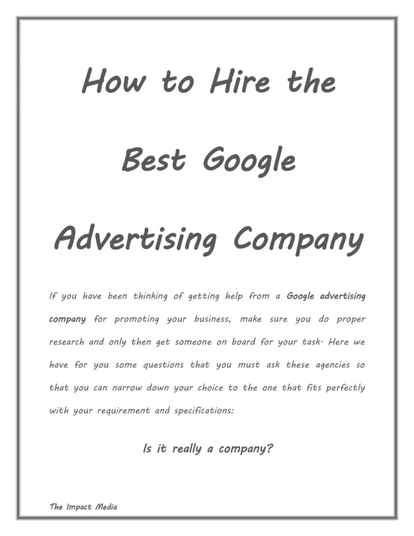 How to Hire the Best Google Advertising Company